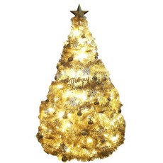 台灣製 七尺霧金聖誕樹豪華組 - 含金色配件、暖白LED燈