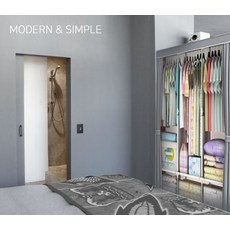 비키니 간이 시스템 드레스룸 옷장 조립식 행거 원룸, 싱글 옷장 연브라운