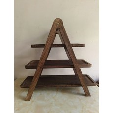 相思木桐木三層放菜架 - 木質托盤收納置物架 火鍋店菜品整理 廚房酒店適用, 1個, 3層桐木