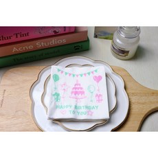 더 냅킨 생일 인쇄냅킨 칵테일냅킨, 1박스, 3000개입, 케이크3