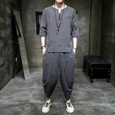 남성 여름 린넨 면마 생활한복 개량 루즈핏 상하세트 빅사이즈 차이복 코디