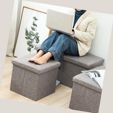 에버템즈 수납 스툴 의자 사각스툴 패브릭스툴, 50x31x31 그레이