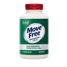 Schiff Move Free 葡萄糖胺HCl 1500毫克 加軟骨素 MSM 鈣 維生素D 240錠 膳食補充品, 綠, 1個裝