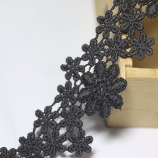 은방울꽃 10색 4cm x 90cm 케미컬 레이스, 차콜색 4cm x 320cm