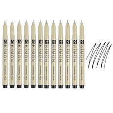 PATIKIL 파티킬 0.1mm 극세사 내수성 잉크 라이너 마커 12개입