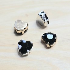 8MM 하트 글라스 캡보석 30개, 검정 백금도금