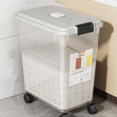 YOUQIN 透明滑輪米桶 特大容量密封防潮米箱 廚房窄縫儲米箱, 特大號米桶帶輪, 1個