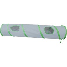 실내 고양이를 위한 펫라이크 캣 터널 접이식 팝업 펫 튜브 피크 홀 숨김 놀이 공을 가진 장난감, one way, Grey+green