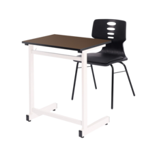 스튜디오칼츠 학원용 책걸상세트 102DESK + 401 CHAIR 세트 프레임 화이트, 모카무스