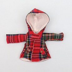 지거 Zsiga 1/8 액션 인형 재킷 가지 자매 코트 20cm 갈아입기, 후드 코트 - 레드 체크무늬