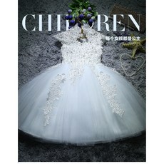 兒童禮服 白色公主蓬蓬裙 花童婚紗生日演出服