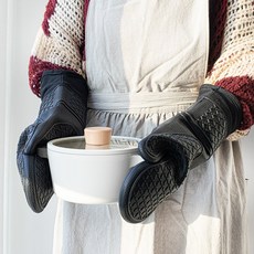 Itar 矽膠長廚房烤箱手套 2P, 黑色的