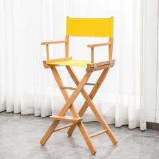 접이식 바의자 등받이 간이 빠텐 로그 중형 스탠딩 스툴 화이트 카페 원목 홈바 높은체어, 1개, 하이 스탠드 내추럴 옐로우 패브릭