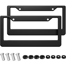 검은색 번호판 프레임 - 2PCS 커버 나사가 있는 범용 알루미늄 전면 및 후면 태그 홀더 모든 차량용 방청 자동차 홀더(블랙), bla