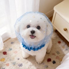 狗狗防誤食頭紗外出嘴套時尚狗頭套面罩防吃網套面紗中小型犬頭飾, 1個, 藍色:均碼