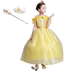 Uni Angel 奢華黃色公主裙+皇冠+魔杖套裝