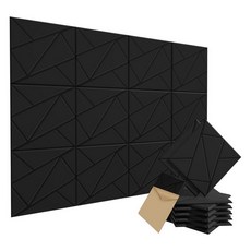 벽용 15팩 자체 접착 방음 폼 패널 30.5 x 30.5 x 1cm(12 x 12 x 0.4인치) 어쿠스틱 폼 패널 아트 데코 스타일 스튜디오 사무실용 고밀도 소음 흡수, Black Style D