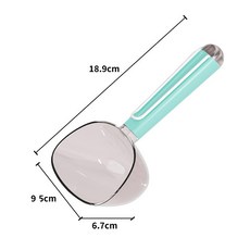 寵物飼料鏟 寵物飼料勺 飼料封口夾 飼料鏟 飼料勺 食物鏟 糧食鏟 糧食勺 寵物餵食勺 手柄夾子, 1.淺藍, 1個