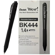 펜텔 와우! 접이식 초매끄러운 볼펜 (1.4MM) 굵은 선 삼각형 배럴 검은색 잉크 12팩, 펜텔 와우 접이식 슈퍼 스무스 볼펜 1.4mm 굵은 선