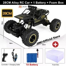 초대형rc카 오프로드rc카 초등학생선물 무선조종 자동차 몬스터 트럭, 28CM Black 1Battery