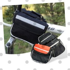 자전거 프레임 가방 탑튜브 안장 더블 포켓 라이딩 사이클링 액세서리 수납 가방, 블랙, 1개