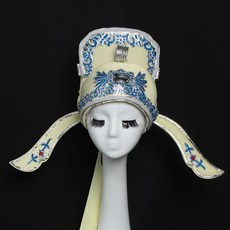 古裝戲帽 戲曲軟殻小生巾 黃梅戲越劇小生帽子 纔子解元巾 頭紗帽, 1個, 淺黃色小生帽送髮帶