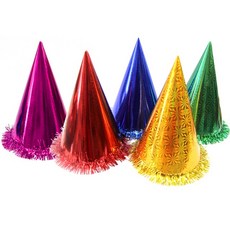 [네오텍스] 홀로그램 고깔모자(대) 색상랜덤 - 생일모자 꼬깔모자 파티모자