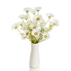인조 데이지 꽃 길이 53cm 줄기 포함 실크 데이지 꽃 가정/정원/화병 장식용 [장식용 식물/오브제], 6개, 흰색 6개, 흰색