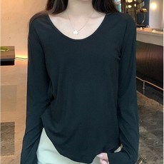 릴리제인 여성용 유넥 루즈핏 긴팔 티셔츠