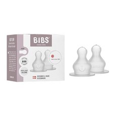 BIBS 젖병 젖꼭지 2팩. 배앓이 방지. Bibs 아기 젖병용 추가 젖꼭지. 둥근 젖꼭지. - 천연 고무 라텍스 미디엄 플로우, 빠른 흐름 | 실리콘