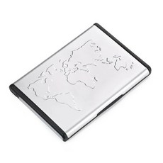 Troika 梅森巴赫 桌面站立式名片盒多功能卡夾#浮凸地圖設計(輕薄美型質感爆表), 1個, 世界地圖(銀色), 銀色