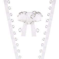 플랫 자카드밴드 에스닉 자수 리본 체크 패턴 D링 스트랩 DIY 패션 공예, 1개, 화이트 D링 스트랩