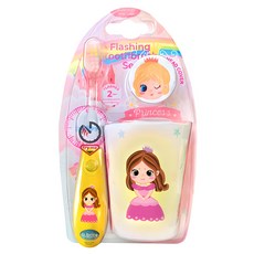 비브라이트 어린이용 LED 타이머 칫솔 + 양치컵 + 칫솔모 커버 옐로공주, 1세트