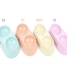인기픽 애완동물 밥그릇 2구 고양이식기, 핑크