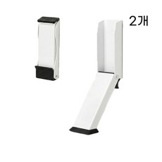 WHH 1+1 무타공 접착식 자석 도어스토퍼 인테리어 페달식 알루미늄 말발굽, 2개, 화이트