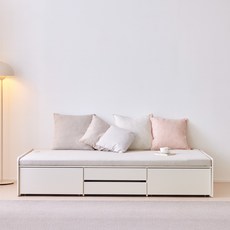동서가구 온숨 황토볼 온열 무헤드 2단 4서랍 아쿠아텍스 수납 흙침대, 화이트, 아이보리