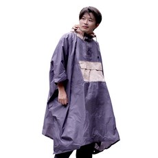 戶外多功能斗篷式 輕量便攜雨披 可作地墊天幕, 卡其灰, 1個