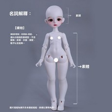 BJDDOLL 6分特體藍豆豆女娃 精緻SD人偶娃娃 單頭不化妝, 1個, 美白,單頭不化妝