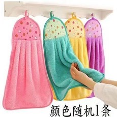 臺灣出貨 可掛式毛巾擦手巾珊瑚絨小方巾兒童手巾手帕廚房衛生間抹布網紅款, 1個, 可愛蘋果【顏色隨機】