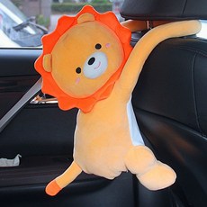 卡皮巴拉汽車紙巾盒收納桶卡通可愛毛絨水豚車用扶手箱抽紙收納盒，車內收納好幫手，可愛造型增添車內趣味, 1個, 獅子寶寶