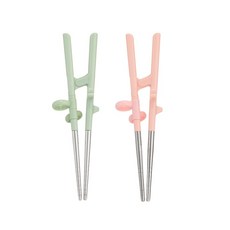 에디슨 2단계 스텐 젓가락, 핑크 EC1271 + 민트 EC1295, 1세트