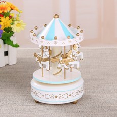 【台灣熱銷Top1】【當日出貨】旋轉木馬 音樂盒 夢幻 生日 情人節 聖誕節 交換禮物 尾牙 遊樂木馬 天空之城 浪漫, 藍白