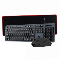 지클릭커 GMK-300 COMBO 슬림 유선 키보드마우스 세트 멤브레인 with 장패드, 인체공학적, 블랙