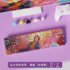 無線充電藍牙雙模靜音鍵盤 台灣保固 辦公筆記本台式平板適用 高顏值104鍵 - 機器人主題, 設計師的世界【單鍵盤充電版+2.4G無線