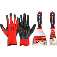 스크래퍼 퍼티 나이프 껌칼 3피스 & 글러브 세트 - 2인치 4인치 스테인리스 스틸 스크레이퍼 벽 수리용 페인트 아트 자동 주방 녹슬지 않는 내구성 미끄럼 방지 DIY 계약자