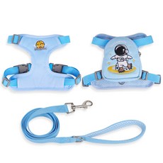 플라이업 강아지 하네스 가방 리드줄 세트 탈부착 유치원 가방, 블루, 1세트