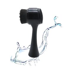 페이셜 클렌징 브러시 2 in 1 양면 페이셜 클리닝 브러시 깊은 모공 각질 제거 워시 메이크업 마사지를 위한 부드러운 빗살 포함 (블루), Black, 1개