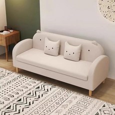 2인용 3인용 쇼파베드 거실 학원 소파 작은 미니 의자, 베이지화이트