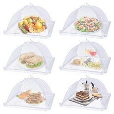 Lauon 엑스트라 라지 푸드 커버 점보 3개(101.6 x 59.9cm(40 x 23.7인치)) 화이트 메시 플레이트 서빙 텐트 팝업 우산 스크린 텐트 야외 캠핑 피, Lauon 엑스트라 라지 푸드 커버, 점보 3개(101, White