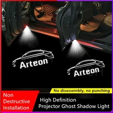 폭스바겐 아테온 2017 2020-2022 2023용 LED 자동차 도어 웰컴 HD 라이트 고스트 섀도우 로고 프로젝터 레, 09 LOGO B, 02 Need wires-2pcs